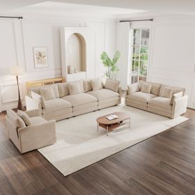 Modern Sofa Couch, 3 Piece Set Extra Deep Seat Sectional Sofa for Living Room, Oversized Sofa, 3 Seat Sofa, Loveseat and Single Sofa, Beige Cheni