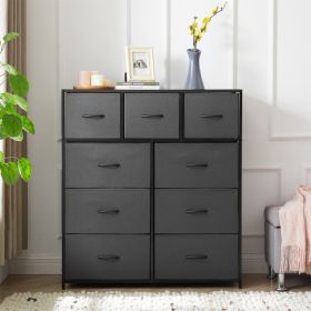 9 Drawer Fabric Dresser for Bedroom 40" Wide x 45" Tall, Grey