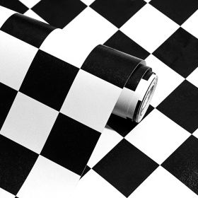 Modern Peel and Stick Wallpaper Black and White Mosaic Checkered Contact Paper 17.7"x78.8" Self Adhesive Lattice Wallpaper Removable Decorative W