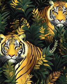 Tiger Peel and Stick Wallpaper Vintage Green Leaf Contact Paper Tropical Animal Wall Mural Home Vinyl Waterproof Self Adhesive Removable Renter F
