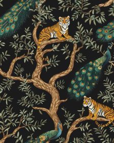 Tiger Peel and Stick Wallpaper Vintage Peacock Contact Paper Watercolor Animal Floral Wall Mural Home Vinyl Waterproof Self Adhesive Removable Re