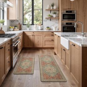 Kitchen Mats for Floor 2PCs, Washable Anti Fatigue Mat for Cushioned, 17.3"x47"+17.3"x30", Waterproof Kitchen Rugs