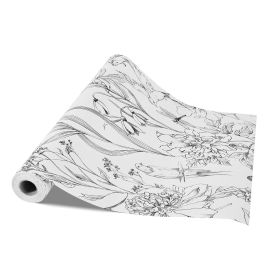 Peel and Stick Wallpaper, 17.7 x 393.7 inch Contact Paper White Line Art Botanical Floral Waterpoof Self Adhesive