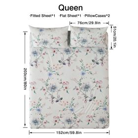 4pcs ultra-soft 85g brushed printed sheets and pillowcases, machine washable, suitable for all seasons