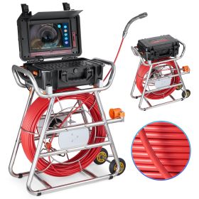 Sewer Camera, 328 ft/100m, Self-Leveling Drain Camera with 10.1" Touchscreen, 512Hz Transmitter & Distance Counter
