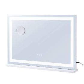 Large Vanity Mirror with Lights, Three Color Lighting Modes, Lighted Makeup LED Mirror,5X Magnification,USB Port,Smart Touch Control