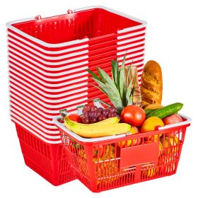 Shopping Baskets, 20 PCS, 21L Stackable PE Plastic Grocery Baskets with Handles, Dense Mesh Structure, Holds up to 20 lbs, Portable for Grocery