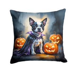 Boston Terrier Puppy Halloween Throw Pillow Machine Washable, Indoor Outdoor Decorative Pillow for Couch, Bed or Patio, 14Hx14W
