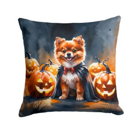 Pomeranian Puppy Halloween Throw Pillow Machine Washable, Indoor Outdoor Decorative Pillow for Couch, Bed or Patio, 14Hx14W