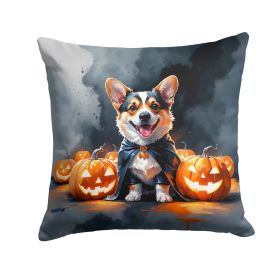 Corgi Puppy Halloween Throw Pillow Machine Washable, Indoor Outdoor Decorative Pillow for Couch, Bed or Patio, 14Hx14W