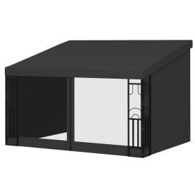 10' x 13' Wall Pergola, Outdoor Gazebo with 2 Curtains and 2 Nettings, UV Resistant, for Patio, Deck, Dark Grey
