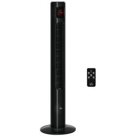 Freestanding Tower Fan Cooling for Home Bedroom with Oscillating, 3 Speed, 12h Timer, LED Sensor Panel, Remote Controller, Black