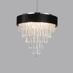 18-inch Modern Crystal Chandelier With Black Imitation Velvet Anti-Glare Shade, Adjustable Height, 8-Light G9 Base For Dining Room, Living Room, (Option: Default)