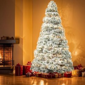 Pre-lit Artificial Christmas Tree, Prelighted Green Artificial Hinged Spruce Xmas Tree With 347 Branch Tips, 120 Incandescent Lights (Option: Four point five foot flocking)