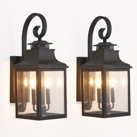 23  H 1-Pack Outdoor Wall Lantern Light  Vintage Black Metal Sconce With Clear Seeded Glass For Porch, Patio, And Garden Bulb Not Included (Option: Default)