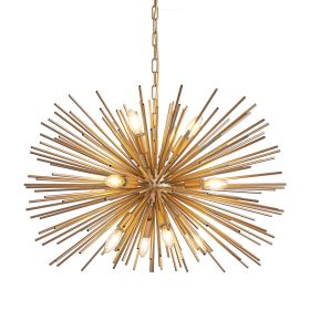 29 Mid-Century Modern 12-Light Starburst Chandelier   Gold Sputnik Pendant Light Fixture For Living Room, Dining Room, Or Foyer  Bulb Not Include (Option: Default)
