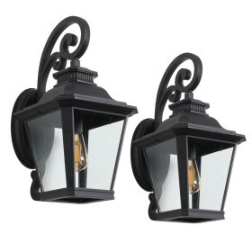21 H  1-Pack Outdoor Wall Lantern Light  Vintage Black Metal & Clear Glass Sconce With Decorative Scroll Design For Porch, Patio, And Garden Ligh (Option: Default)