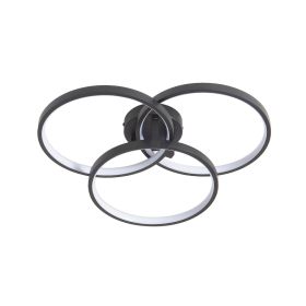 20 Modern Black LED Ceiling Light, 3-Ring Flush Mount Fixture For Living Room, Bedroom, Or Dining Room, Sleek And Energy-Efficient Design, Easy I (Option: Default)