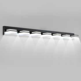 Modern Black LED Vanity Light, 7-Lights Wall Sconce For Bathroom And Mirror, Sleek Minimalist Design, Energy-Efficient, Easy To Install (Option: Default)