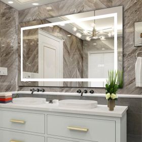 60  X 32  LED Bathroom Mirror With Anti-Fog And Touch Sensor - Modern Frameless Lighted Wall Mirror For Bathroom Vanity, Shower Room, Or Dressing (Option: Default)