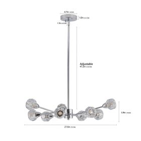 28 Modern Crystal Chandeliers, 9 Lights Chrome Chandelier For Living Room Bedroom, Dining Room Chandelier Over Table, Kitchen Light Fixtures Bulb (Option: Default)