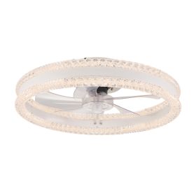 20 Luxury Double Ring LED Ceiling Fan With Light  Modern Flush Mount Design, Hidden Blades, Dimmable Lighting & Remote Control, Low Profile Silen (Option: Default)