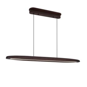 51-inch Streamline Wooden LED Pendant Light With Remote Control, Adjustable Hanging Light For Dining Room, Kitchen, Living Room  Contemporary Wal (Option: Default)