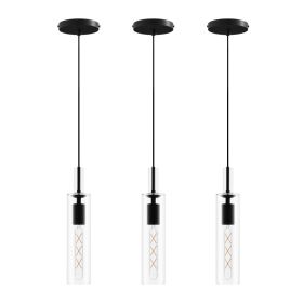 3 Pack Black Pendant Lights Kitchen Island  No Bulbs  Adjustable Modern Glass Pendant Light Over Island, Industrial Pendant Light Fixtures For Di (Option: Default)