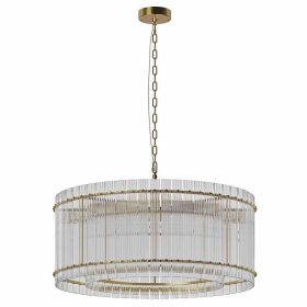 37 Modern Gold Round Chandelier,2-Tier 8-Light Water Ripple Crystal Glass Chandeliers,for Dining Room,Living Room,Bedroom,High Ceiling,Foyer Entr (Option: Default)