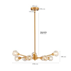 28 Modern Crystal Chandeliers, 9 Lights Golden Chandelier For Living Room Bedroom, Dining Room Chandelier Over Table, Kitchen Light Fixtures Bulb (Option: Default)