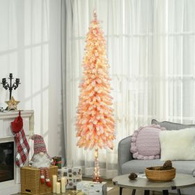 7' Flocked Christmas Trees (Option: Pink-980x240x260 mm)