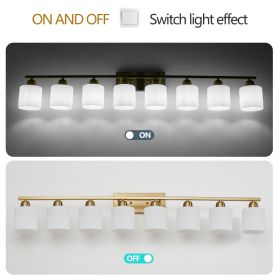 52inch Gold Bathroom Light Fixtures, Modern Bathroom Vanity Light With Milky White Glass Shade, Gold Wall Lamp Sconces For Mirror Bedroom, Living (Option: Default)