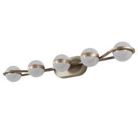 35 Modern Minimalist Bathroom Vanity Light, LED 5 Bulb Crystal Sand Acrylic Shades, Wall Mounted Decorative Lighting Fixture, Suitable For Bathro (Option: Default)