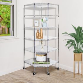 Six-layer Polygonal Home Shelving Unit - Corner Storage Rack 680x680xH1800 - Silver Color (Option: Default)