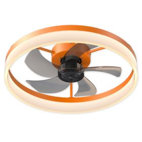 Ceiling Fans With Lights Dimmable LED Embedded Installation Of Thin Modern Ceiling Fans,Orange (Option: Default)