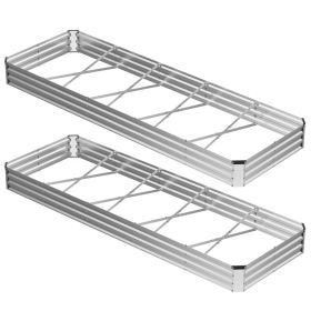 Galvanized Raised Garden Bed, Easy-to-assemble Outdoor Metal Planting Box, Rust-resistant Steel Vegetable, Flower And Herb Planting Bed (Option: 12x4x1ft  2p)