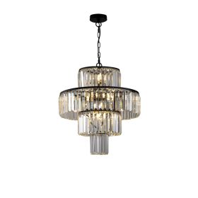 20in  Modern Crystal Chandelier With Black Finish, 4-Tier Design For Dining Room Or Living Room, Elegant Crystal Pendant Light Fixture  Bulb Not (Option: Default)