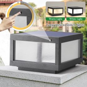 12 Black Solar Powered LED Post Cap Light, Modern Outdoor LED Fence Light For Pathways, Decks, And Patios   1-Pack (Option: Default)