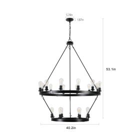 NEW SKU   W1340P206659   Retro Style Large 2-Tier Circular Ceiling Ironwork Chandelier (Option: Default)