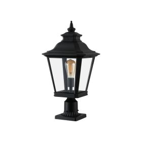 21 H 2-Pack Outdoor Post Lantern Light  Vintage Black Metal & Clear Glass Pillar Lamp For Garden, Gate, Driveway, And Pathway Lighting With Elega (Option: Default)