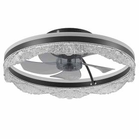 20 Smart Silent Ceiling Fan With Light  Crystal Flush Mount LED Fan Lamp With Hidden Blades And Natural Airflow System, Designed For Bedroom, Kid (Option: Default)