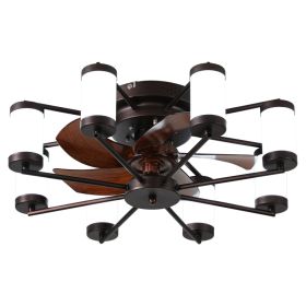 22-inch Modern Ceiling Fan With LED Light - 5-Blade Fan And Cylindrical Light Fixtures For Bedroom, Living Room, And Home Decor (Option: Default)