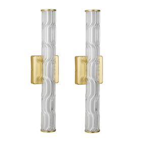 19.7in Gold Bathroom Wall Sconce Set Of 2, Modern Single Sconce Wall Lighting, Upgrated K9 Crystal Bronze Wall Light, Bedroom Vanity Sconce, Wall (Option: Default)