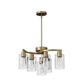 6-Light Gold Chandeliers For Dining Room, Modern Kitchen Island Light Fixtures Over Table, Metal Hanging Pendant Lighting For Living Room Stairwe (Option: Default)