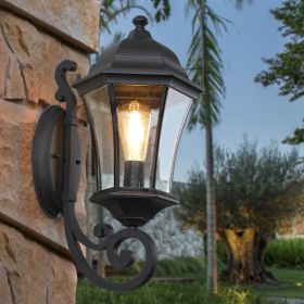1-Pack Vintage Wall-Mounted Outdoor Lantern Light  Elegant Black Metal Sconce For Porch, Patio, And Garden Lighting Bulb Not Included (Option: Default)