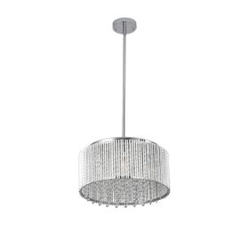 16 Elegant Crystal Pendant Chandelier With Chrome Finish - 7-Light Drum Light Fixture With Clear Crystal Strands For Dining Room, Living Room, Or (Option: Default)
