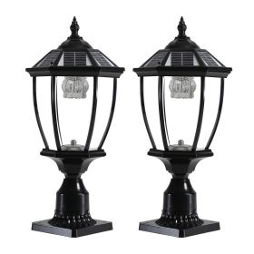 20 H Black Solar Powered LED Outdoor Lantern, Vintage Garden Light With Elegant Glass Design For Pathways, Yards, And Patios 2-Pack (Option: Default)