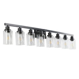 51  Black 8-Light Vanity Light With Clear Glass Shades, Modern Iron Metal Bathroom Wall Fixture For Mirror, Ideal For Bathroom And Dressing Table (Option: Default)