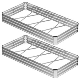 Galvanized Raised Garden Bed, Easy-to-assemble Outdoor Metal Planting Box, Rust-resistant Steel Vegetable, Flower And Herb Planting Bed (Option: 8x4x1ft  2p)