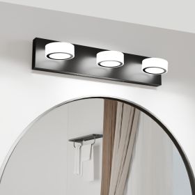 LED 21 Inch Vanity Light White Round Acrylic 3 Light With Black Base Bathroom Wall Lighting Fixture (Option: Default)